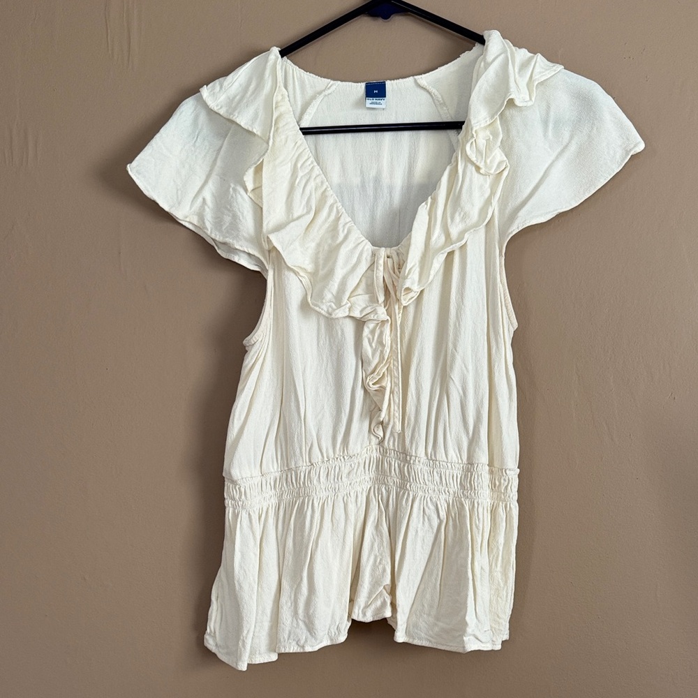 Old Navy Cream Ruffle Blouse